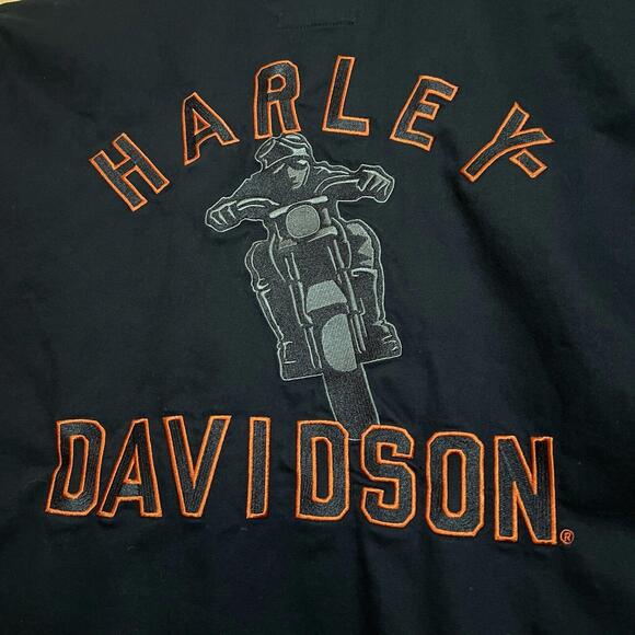 VTG 2004 Harley Davidson Button Up Shirt Embroidered HUGE Back Black Sz 3XL XXXL - Picture 2 of 13